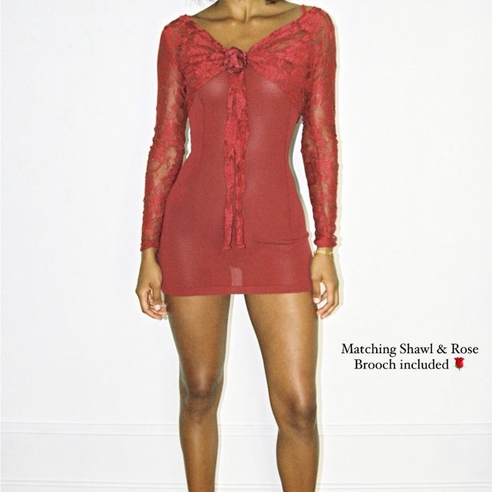 Red dress with shall